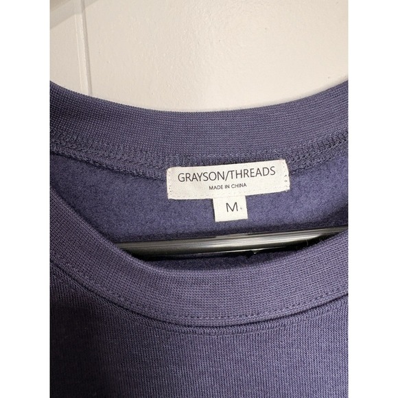 Women's Size m Grayson Threads Pullover Sweatshirt HAPPY Graphic Blue Comfy Soft - Picture 2 of 3